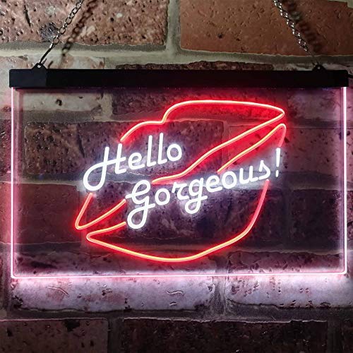 Lips Hello Gorgeous Dual LED Neon Light Sign1